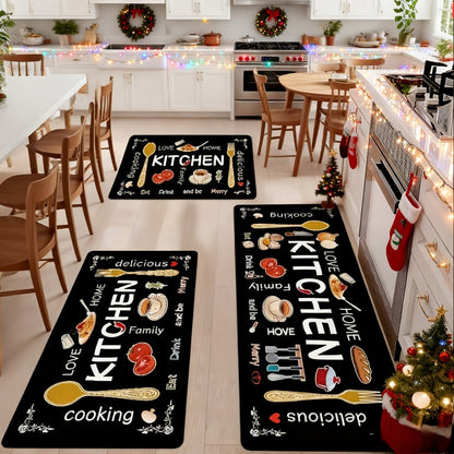 Kitchen Rug Set 3-Piece, Egg Beater Knife & Fork Theme Decorative Kitchen Mats — Soft, Easy-to-Clean Non-Slip Carpet for Kitchen, Dining Room, Bedroom & Bathroom | Fun Cooking Gift