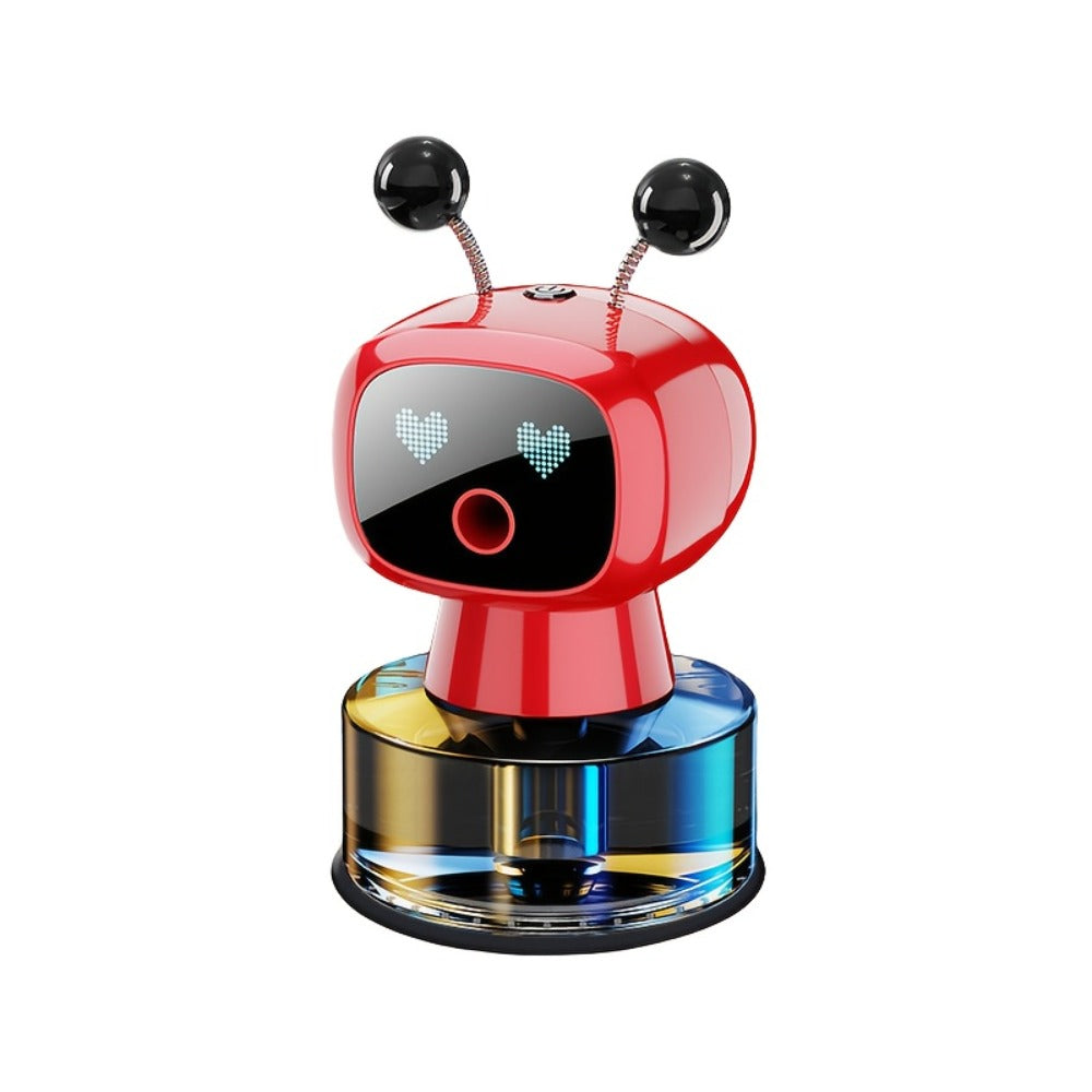 Robot Car Air Freshener Auto Spray – AI Dynamic Expression, 4 Fragrance Gears, Car Start/Stop Trigger, 5 Scents, Cool Vent Clip Car Decoration Gift for Men & Women