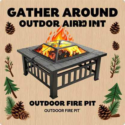 Wood Burning Fire Pit Portable Outdoor Metal Bowl Fire Pit for Backyard BBQ Camping Patio Parties Black