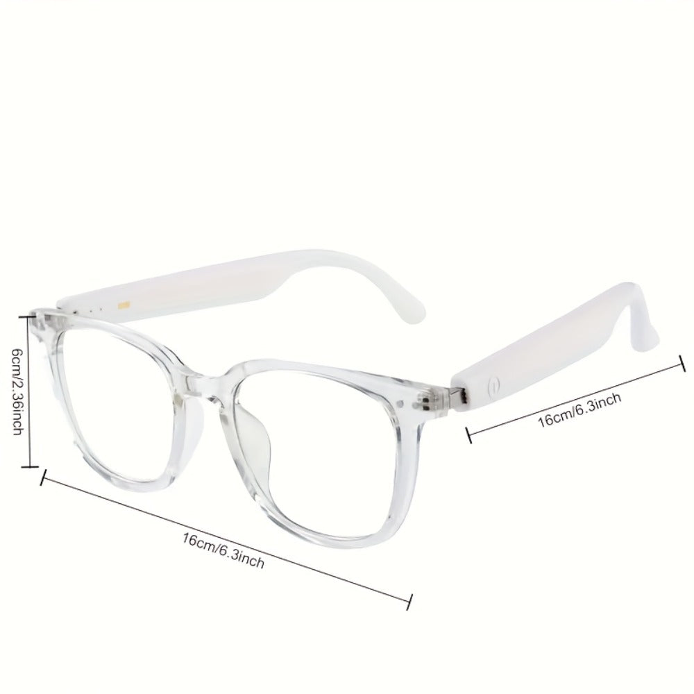 Bluetooth Smart Glasses with Photochromic Auto Dimming Lenses & Anti Blue Light – Wireless Built-in Speaker | Music & Hands-Free Calls | Magnetic Charging | Black White Gold Blue | Wearable Tech Gift