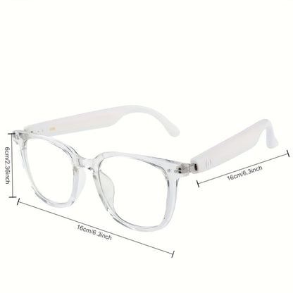 Bluetooth Smart Glasses with Photochromic Auto Dimming Lenses & Anti Blue Light – Wireless Built-in Speaker | Music & Hands-Free Calls | Magnetic Charging | Black White Gold Blue | Wearable Tech Gift