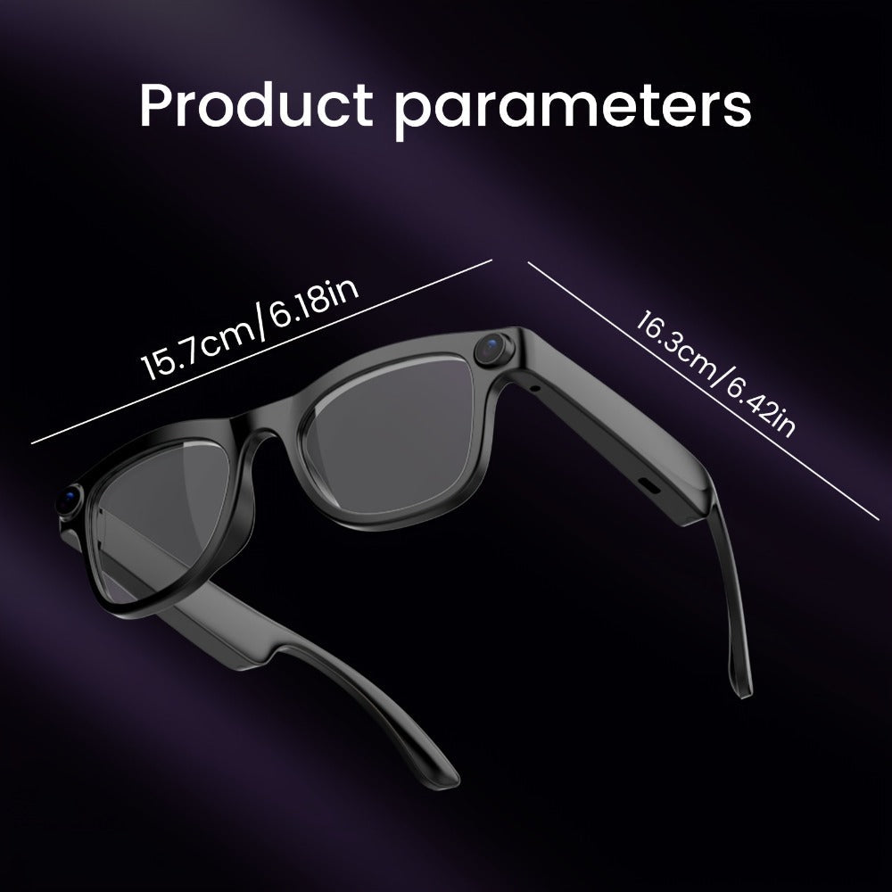 Smart Glasses 2MP Camera Eyewear with 100+ Language Translation, Bluetooth Calls and Black or Clear Lenses