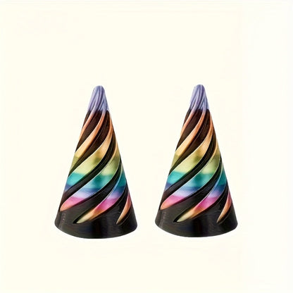 3D Printed Spiral Fidget Cone 10 Pack – Impossible Pyramid Spiral Tree & Carrot Stress Relief Toy, Unique Fish Tank Decoration, Office Desk Novelty Gift for Adults, Blue or Random Color