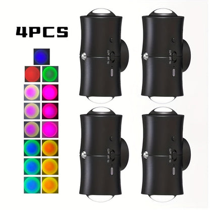 Rechargeable RGB Magnetic Wall Night Light Set with Motion Sensor in Black or White, Two- or Four-Pack