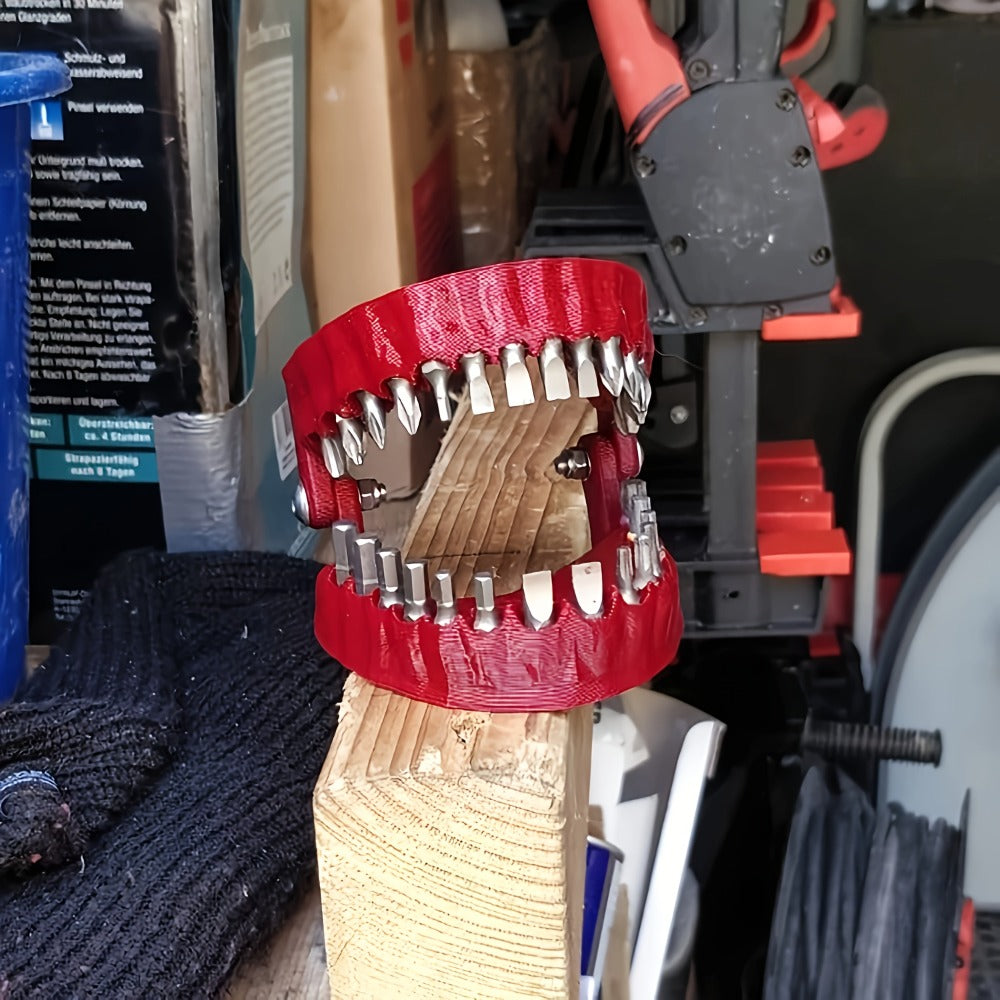 28-Piece Hex Driver Drill Bit Set with 1/4-Inch Shanks, Adapters and Hinged Red Novelty Holder