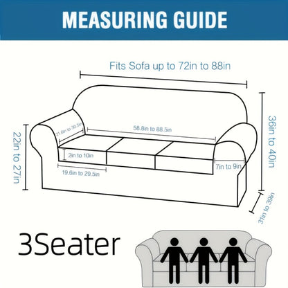 Sofa Cover Grid Jacquard Elastic Full-Cover Slipcover with Anti-Slip Fit for 1 to 3 Seats and XL Sofas