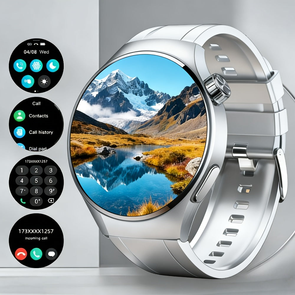 Alarm Smartwatch with Silicone Strap – Wireless Calling, Pedometer, Calorie Tracker, Music Playback, Remote Camera & Multi-Sport Modes – Unisex Men & Women Silver Black