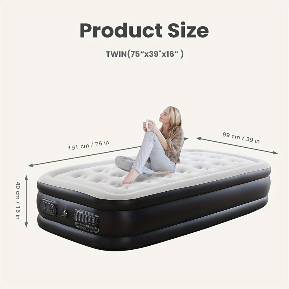 Air Mattress with Coil Beam Support | 660 lbs Capacity Plush Velvety Top Non-Slip Bottom - Guest Bed Inflatable Mattress for Camping & Home, Multiple Sizes & Heights, Stable on Floors & Carpets