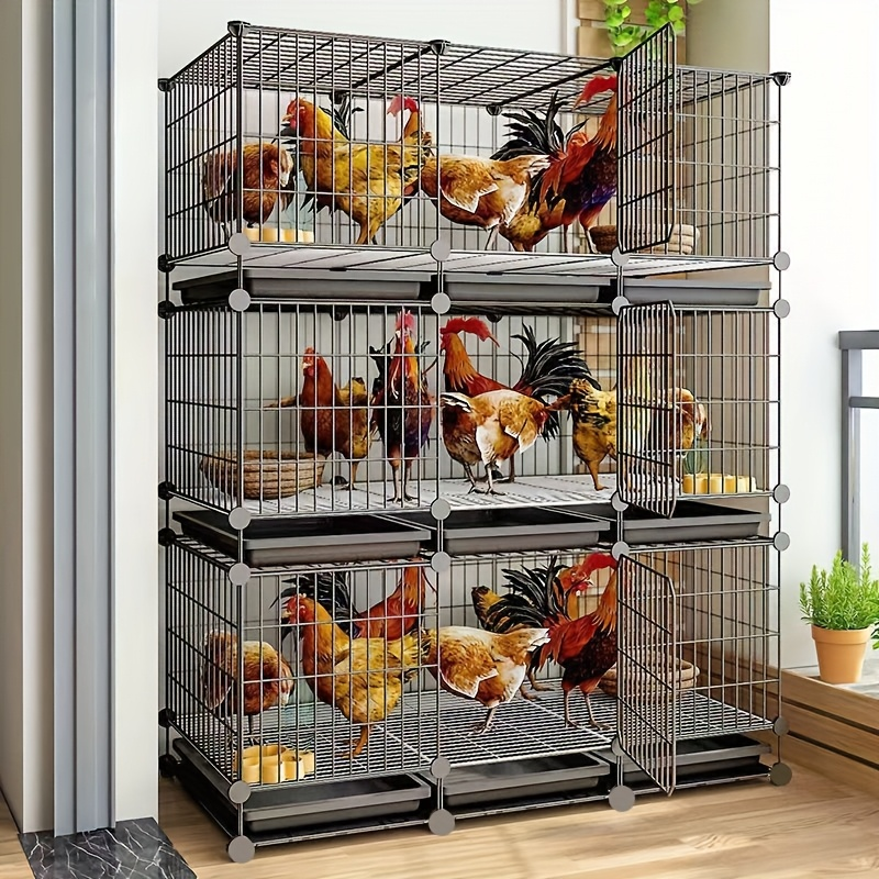 Small Animal Playpen & Pet Cage with Removable Tray | Indoor Outdoor Enclosure for Rabbits, Chickens, Ducks, Birds & Small Pets – Secure Lock, Easy Assembly, 29x15x18"