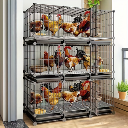 Small Animal Playpen & Pet Cage with Removable Tray | Indoor Outdoor Enclosure for Rabbits, Chickens, Ducks, Birds & Small Pets – Secure Lock, Easy Assembly, 29x15x18"