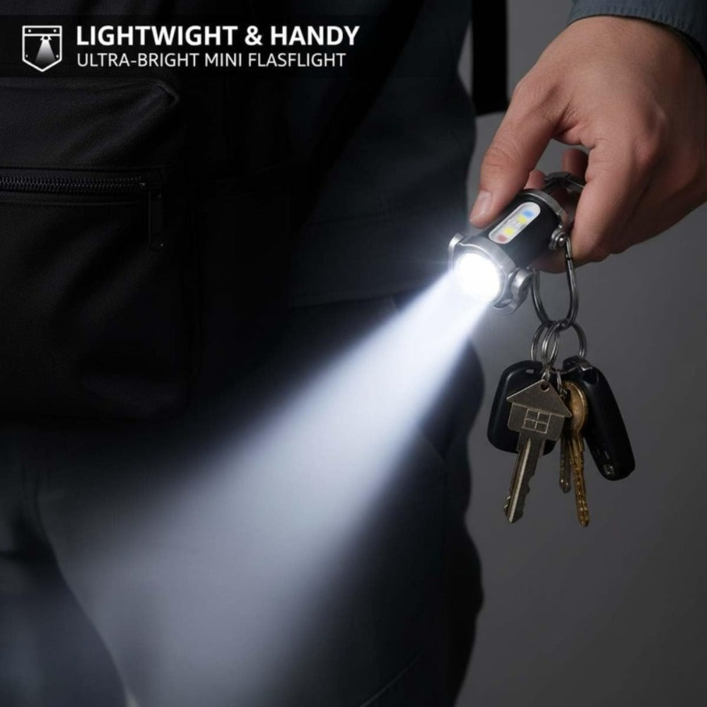 Flashlight 1200-Lumen Keychain 4-Pack with Seven Modes, USB-C Charging and Phone Power Output