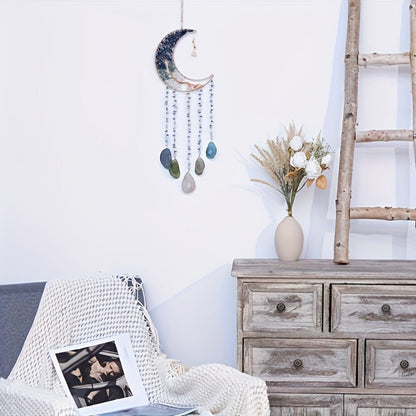 Dreamcatcher Moon Suncatcher Wall Hanging – Handmade Boho Wind Chime Pendant for Indoor Outdoor Garden, Courtyard & Party Decor – Christmas & Birthday Gift