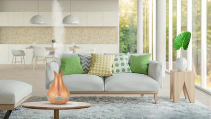 400ml Aroma Diffuser with Continuous or Intermittent Mist, Seven-Color Light, Three Timers, Remote and Eight Oils