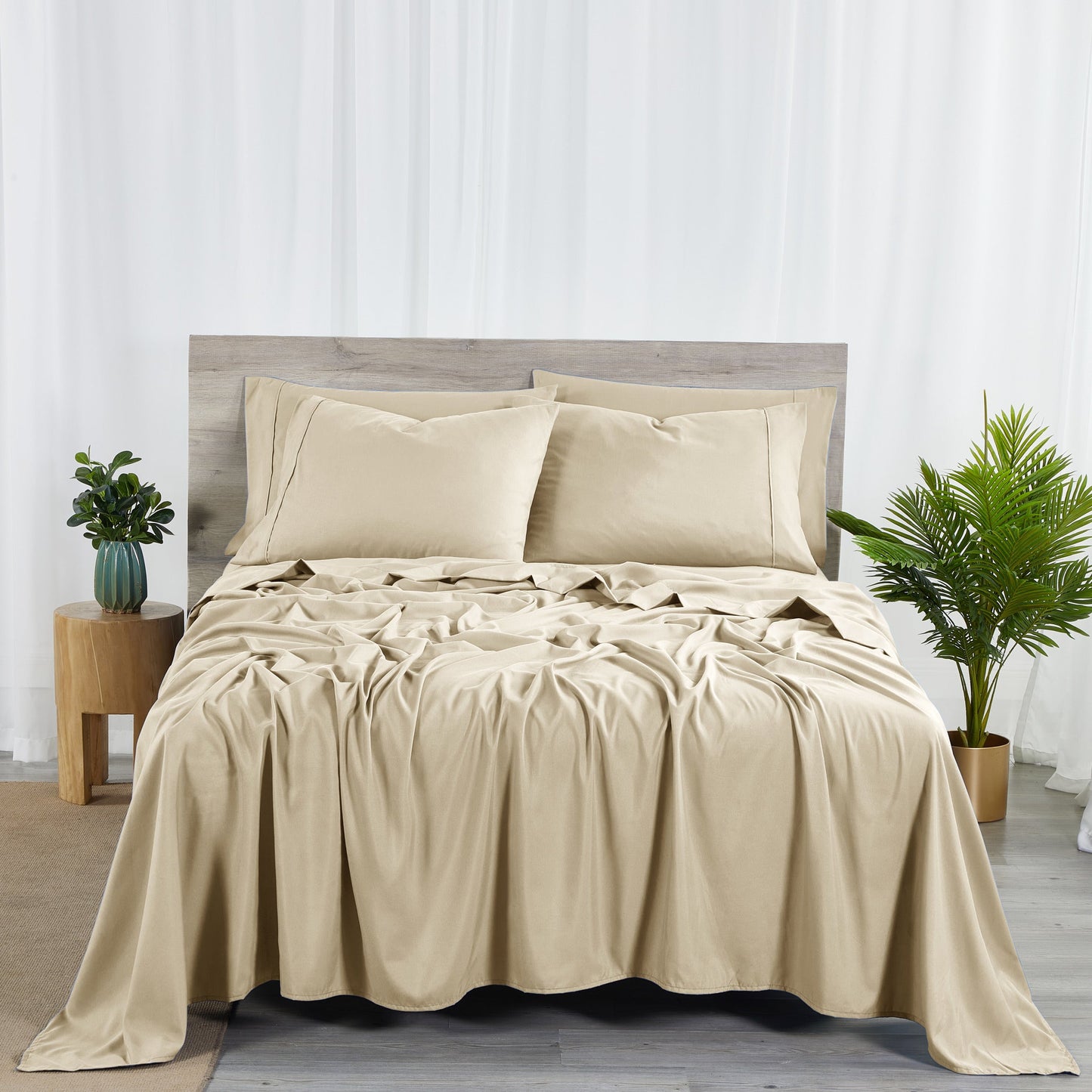 Sheet Set, 2000-Thread-Count 50% Microfiber and 50% Bamboo Blend with 16-Inch Fitted Pocket and Size-Based Pieces