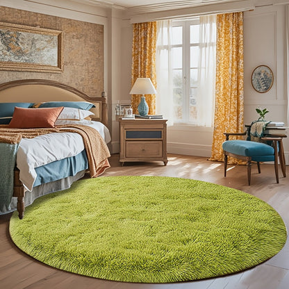 Area Rug Fluffy Faux-Fur Shag in Solid, Tie-Dye and Ombre Colors with Six Retained Room Sizes
