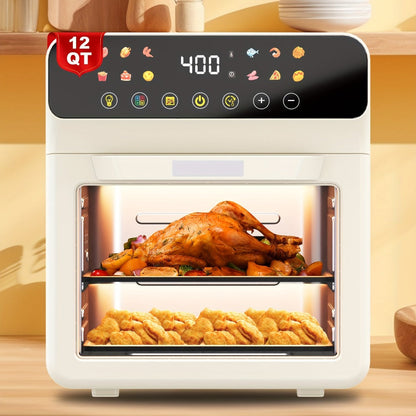 12-Quart Countertop Air Fryer Oven with Viewing Window, Interior Light and White or Black Finish