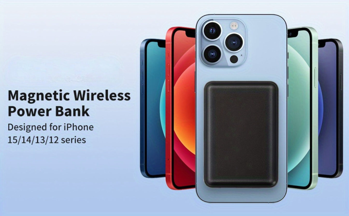 5000mAh-Labeled Magnetic Wireless Power Bank with White Ring Bundle or Blue Upgrade Option