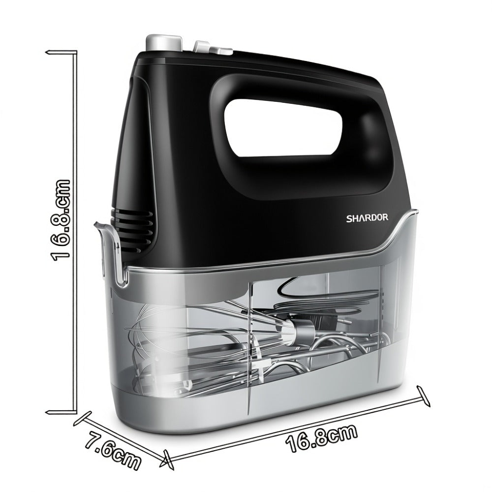 Six-Speed Electric Hand Mixer, 250 W with Five Stainless Steel Attachments and Storage Case in Three Colors