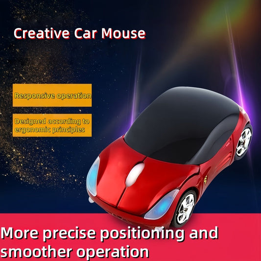 Novelty Car Shaped Computer Mouse Wired USB Optical – Creative Desk Accessory for PC, Laptop, Desktop & Notebook | Unique Gift for Car Lovers, Gamers & Office Workers | Black & Red