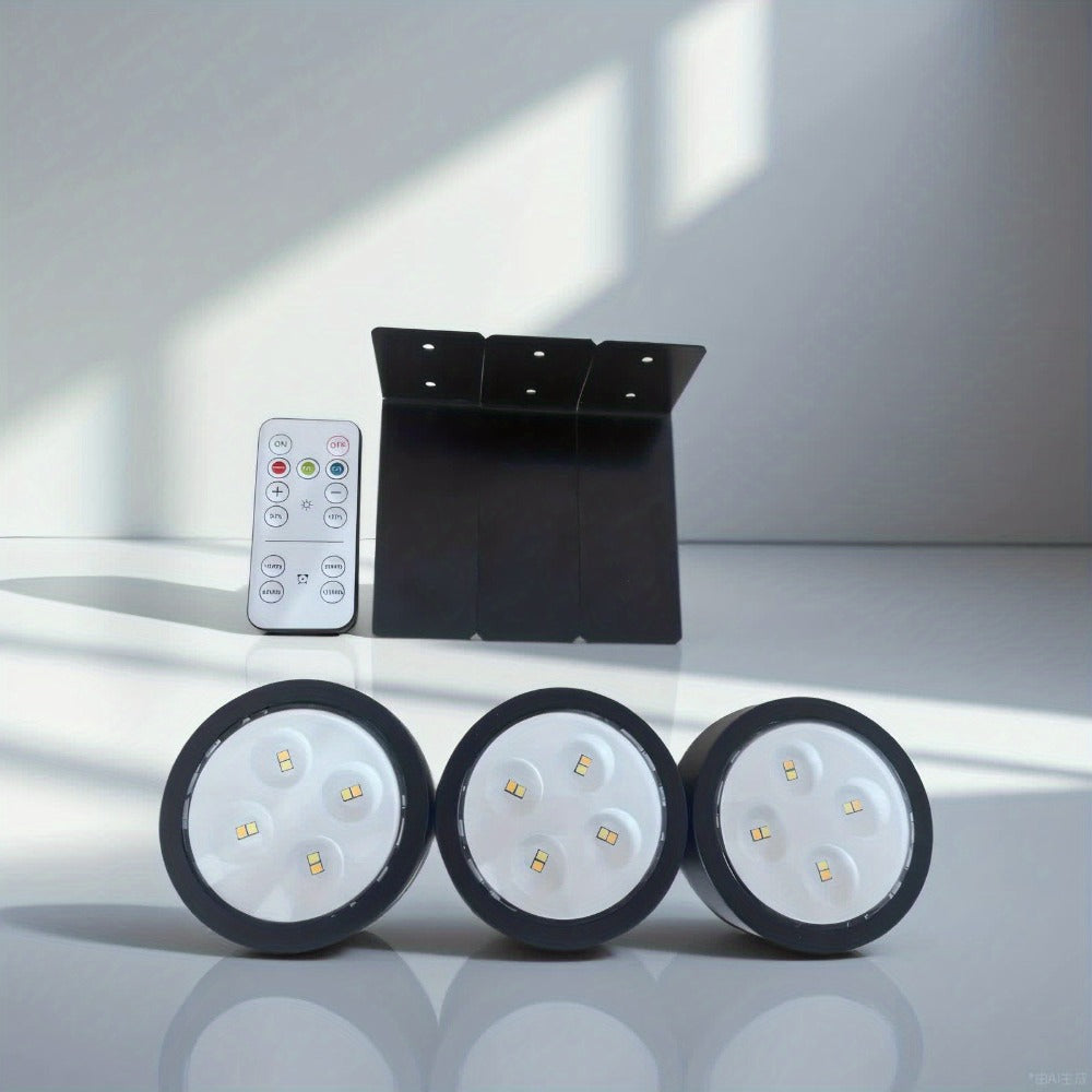 Three-Pack Battery-Operated Picture Lights with Magnetic Mounts, Remote Control and Timer Settings
