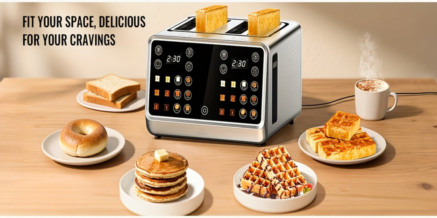 Four-Slice Touchscreen Toaster with Dual Independent Controls, Six Bread Modes, Six Shade Levels and Timer Displays