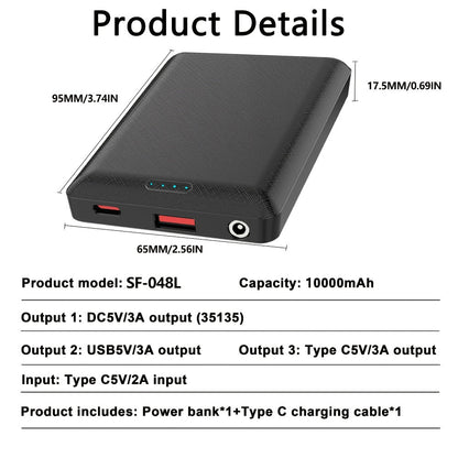 Power Bank 10000mAh 5V/3A for Heated Clothing with USB-C Input and Single or Two-Pack Options