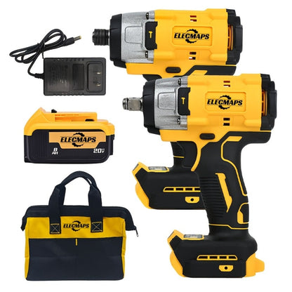 Cordless Power Tool Combo Kit for Dewalt 20V Battery - Impact Wrench 1500Nm, Brushless Drill & Screwdriver Set for Home Repair & Construction