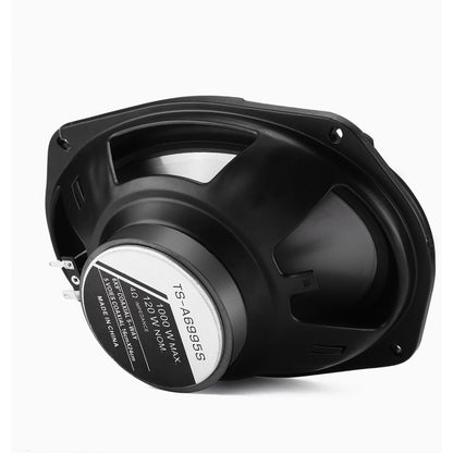 Pair of 6 x 9 Inch Five-Way Coaxial Car Speakers Labeled 1000W Peak, 120W RMS and 4 Ohms with Grilles