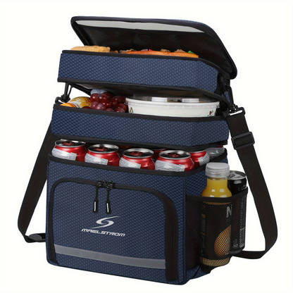Insulated Lunch Bag for Women Men – Triple Compartment Leakproof Lunch Box with Shoulder Strap, Food-Grade PEVA Lining & 5mm Foam Insulation for Work School