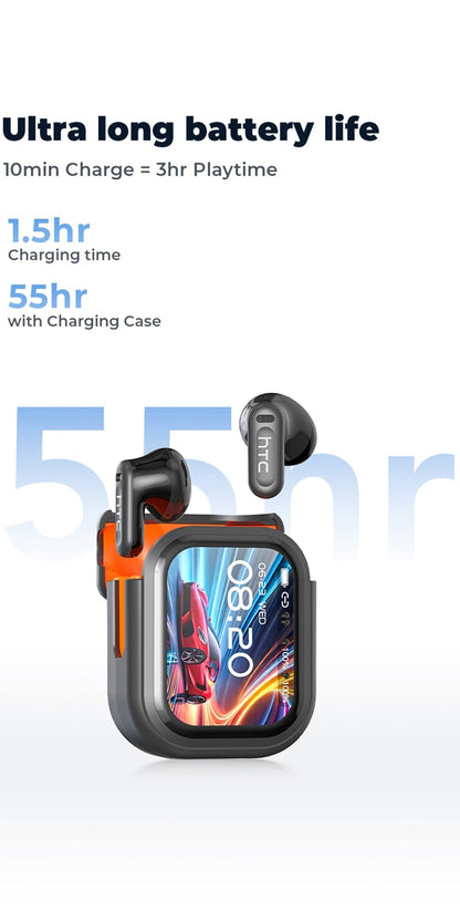 AI Translation Earbuds with Color Touchscreen Charging Case in Black or White and Five Bundle Options