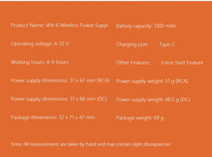 WX-6 Rechargeable Tattoo Power Supply with LED Display and Four RCA or DC Color Configurations