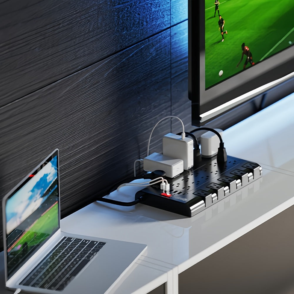 Power Strip 28-in-1 Surge Protector with 22 Widely Spaced AC Outlets, 5 USB-A, 2 USB-C and 2100J Rating