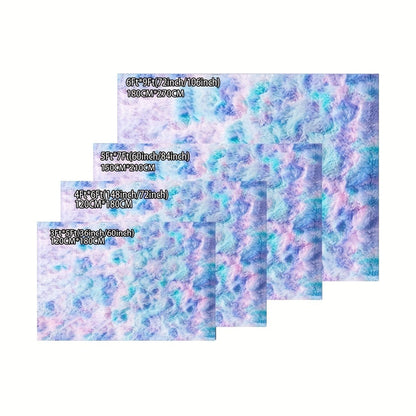Area Rug Rainbow Purple Tie-Dye Shag in Three Machine-Washable Sizes for Bedroom or Living Room