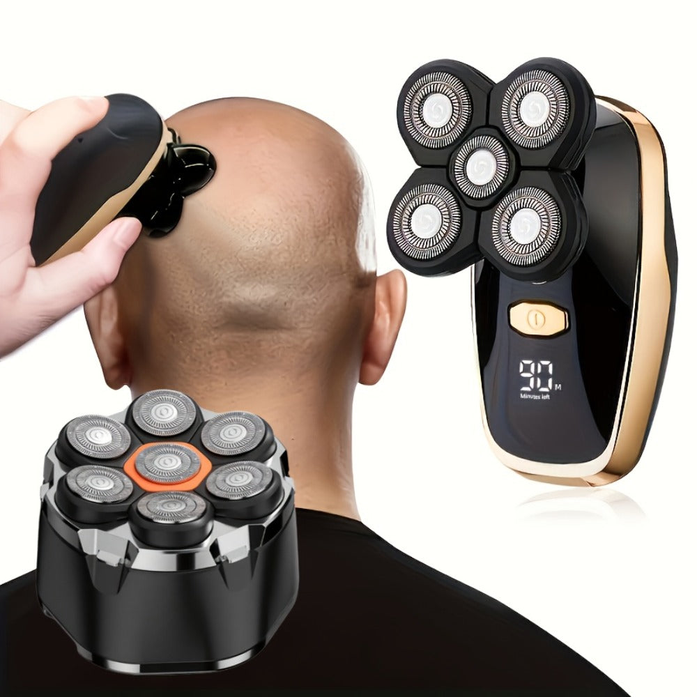 Palm-Size Multi-Rotary Electric Shaver with Display in 5D, 7D and Type A Checkout Styles Pictured