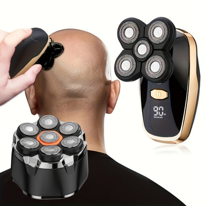 Palm-Size Multi-Rotary Electric Shaver with Display in 5D, 7D and Type A Checkout Styles Pictured