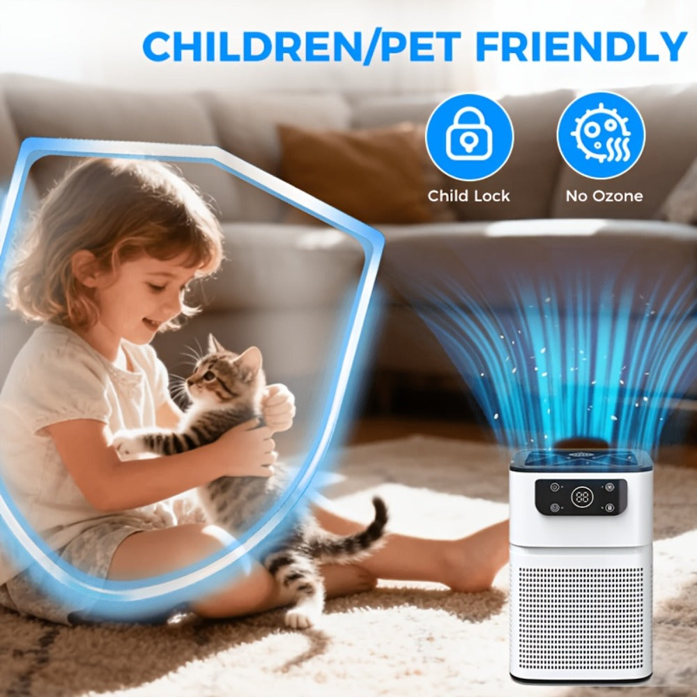Air Purifier with Compact White or Black Body, Aroma Function and Quiet Sleep Mode for Small Rooms