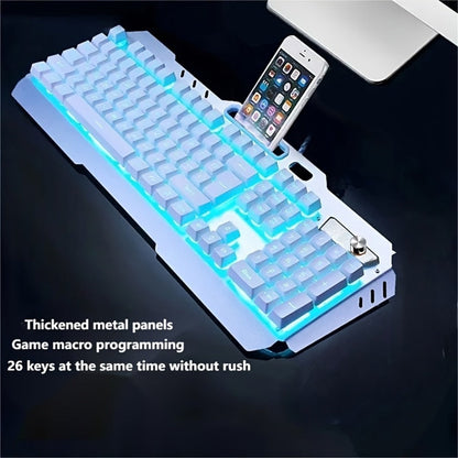 Full-Size 104-Key Wired Gaming Keyboard with Volume Knob in Seven White or Black Options Pictured
