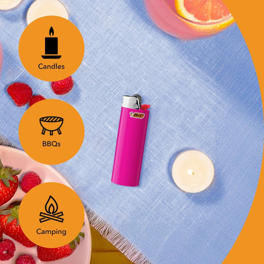 BIC Classic Maxi Pocket Lighters Assorted Colors 8-Count Tray - Reliable Everyday Lighter for Home, Candles, Camping & Outdoor Use