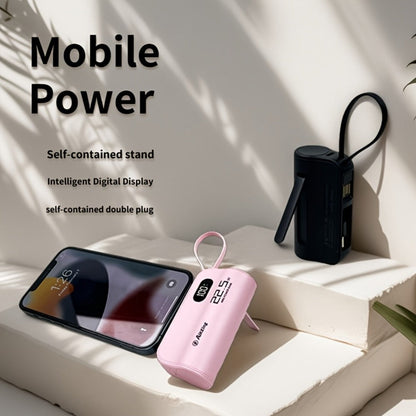 Mini Capsule Power Bank 5000mAh 22.5W Fast Charging Portable Charger Dual USB-C USB-A Pocket Sized for iPhone Android Samsung Travel Everyday Carry Black Pink Purple