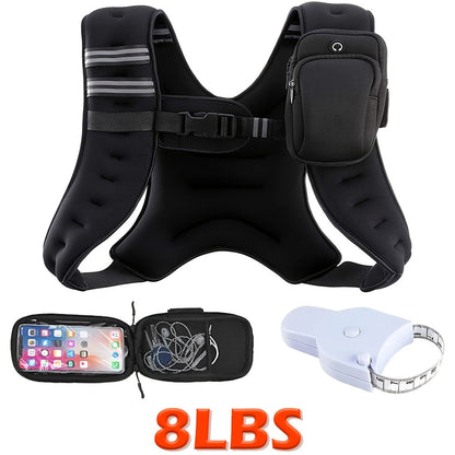 Weighted Vest for Running & Strength Training – Slim Fit Reflective Design with Phone Pouch, Snap-On Unisex Weight Training Vest for Gym, Core Strength & Bone Health, 8 / 12 / 16 lb Options