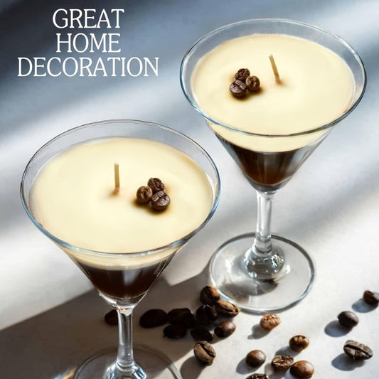 Coffee Martini Scented Candle – Soy Wax Espresso Cocktail Candle with Coffee Bean Embellishment & Glitter, 12+ Hour Burn, Unique Birthday Gift, Valentine's Day, Mother's Day & Teacher Appreciation Gift for Candle Lovers