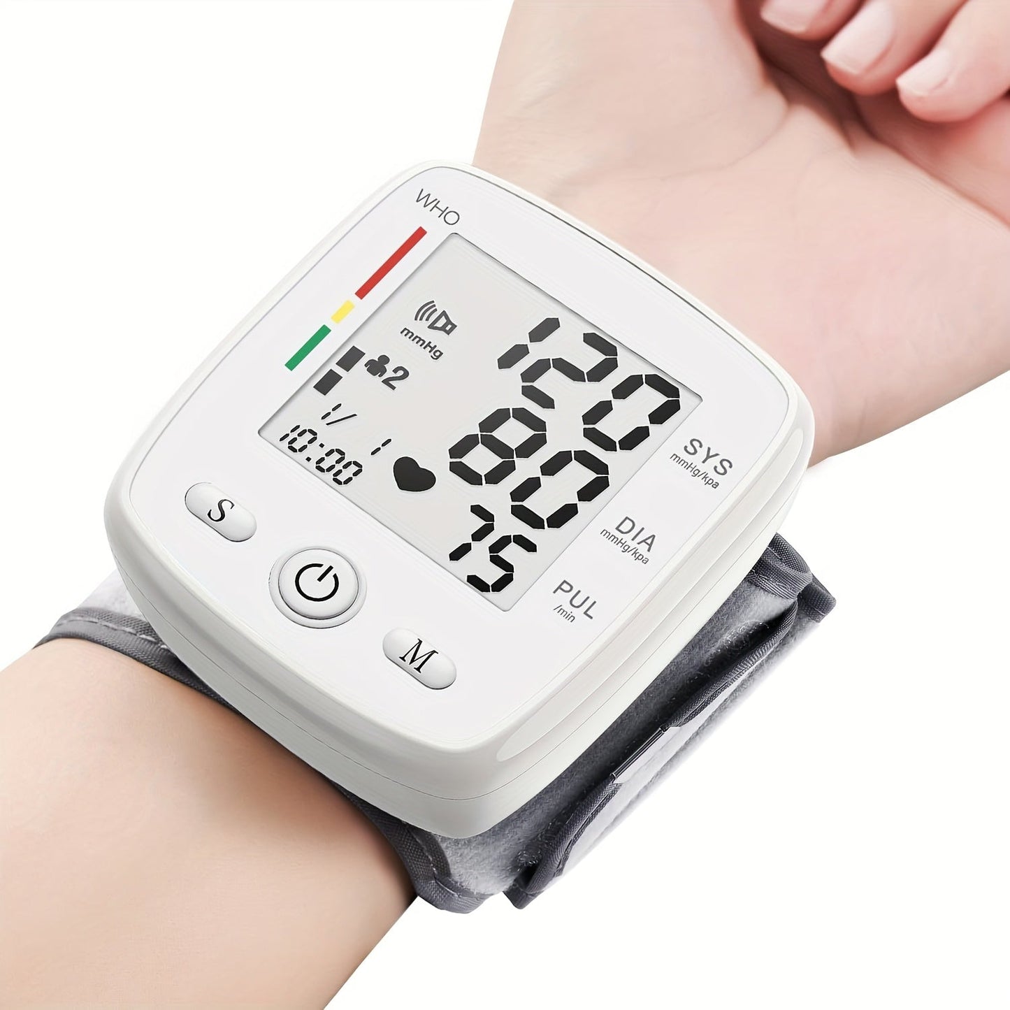 Blood Pressure Monitor Wrist Device with Rechargeable Power, Large LCD, Voice Readout and Two-User 198-Reading Memory
