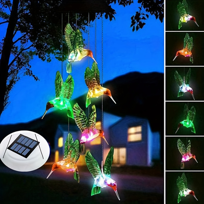Solar Hummingbird Butterfly Pendant Light 6 LED Color, for Garden, Pathway and Patio Lighting