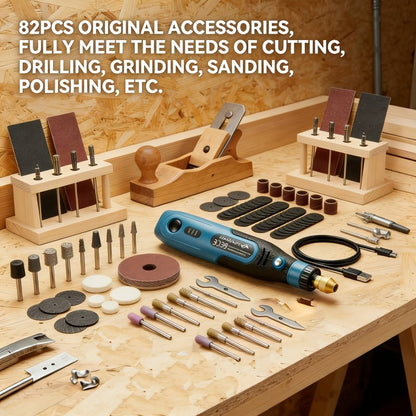 Power Tools 3.7V Mini Cordless Polisher and Sander with USB-C Charging and Blue Handheld Detail Tool