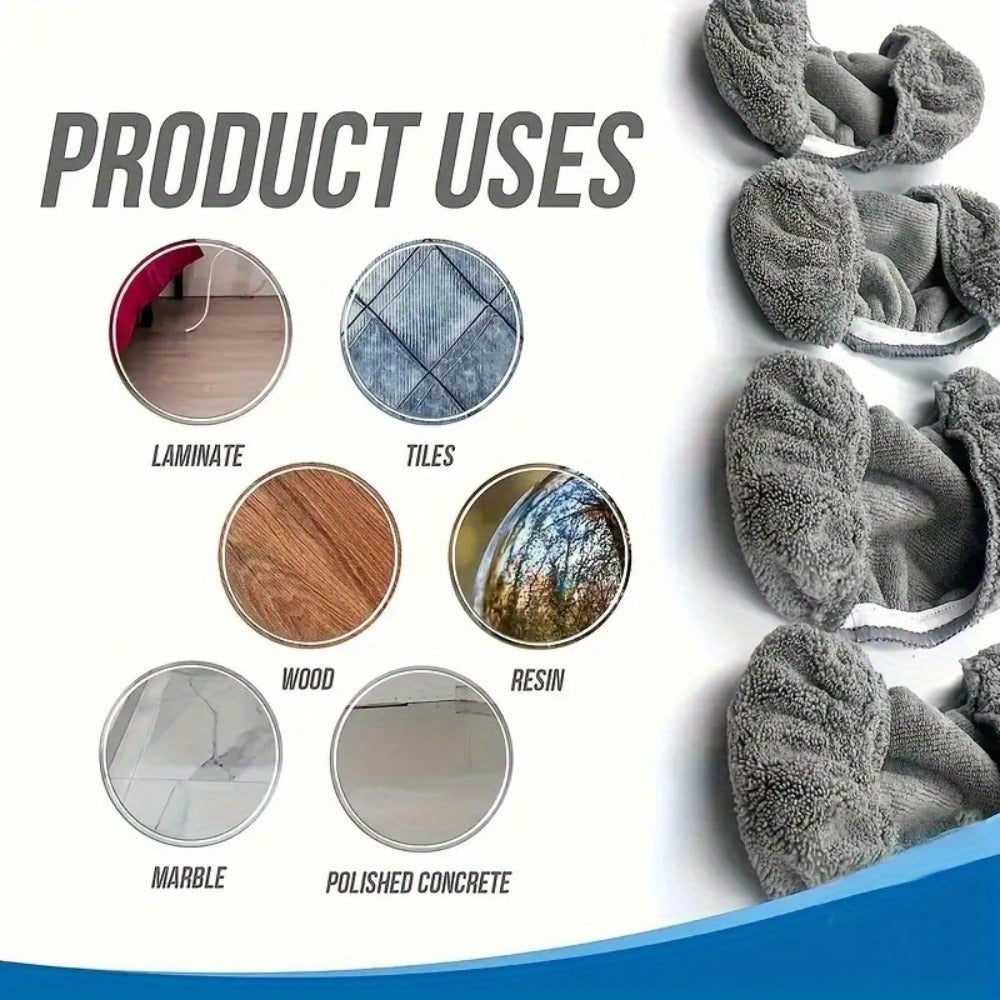 Ten-Piece Reusable Gray Microfiber Mop Pad Set with Elastic Openings for Flat-Head Floor Mops
