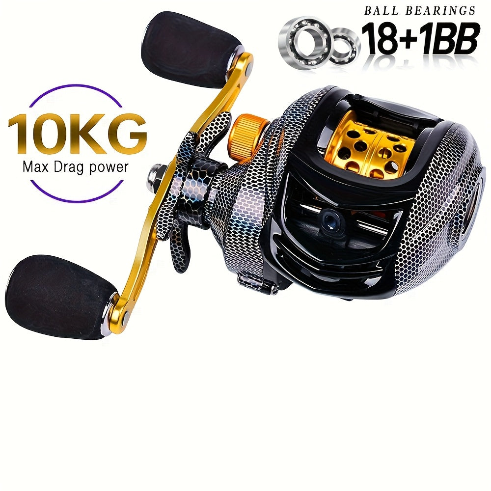 Lightweight Baitcasting Reel with Magnetic Brake System – 22LB Max Drag, Ergonomic Handle, Saltwater Freshwater Fishing Reel for Bass Trout Carp, Left Right Hand Available
