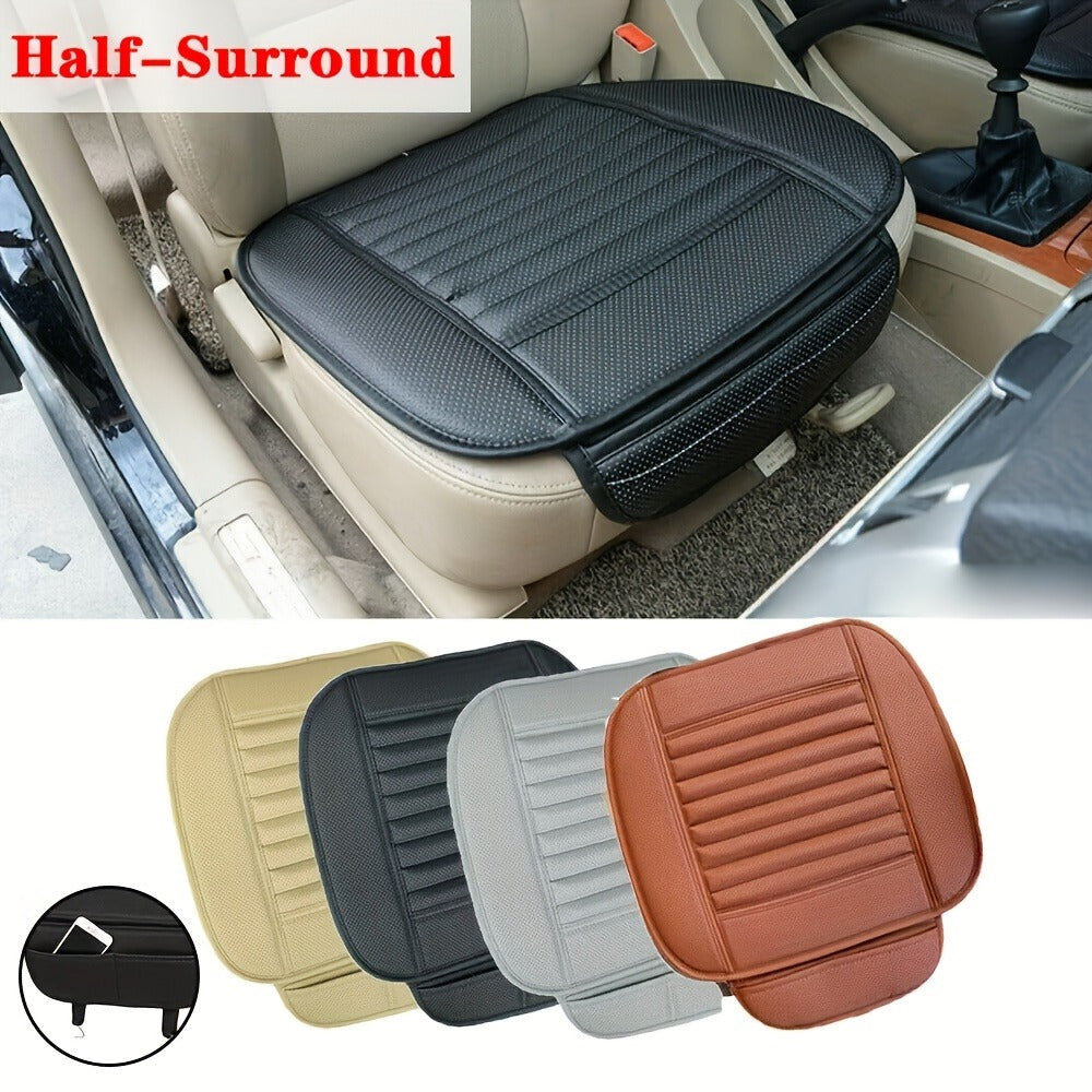 Car Seat Pads 2pcs Front – Non-Slip Rubber Base, Breathable Backless Design, Universal Fit All-Season Comfort Cushion, Black Beige Grey Car Interior Seat Cover Pad Set