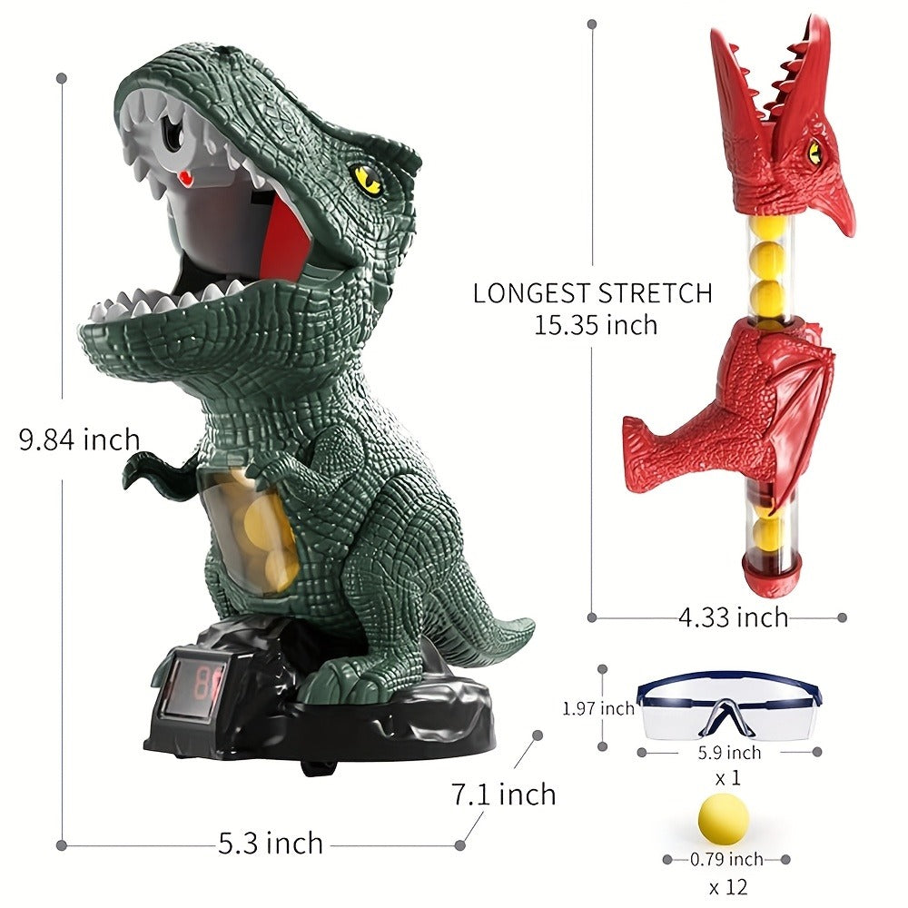 Dinosaur Shooting Game Toy with Sound Light & Spray – Movable Dino Target Launcher Set with Foam Bullets & Goggles for Boys Kids Ages 3+, Indoor Outdoor Blaster Birthday Gift