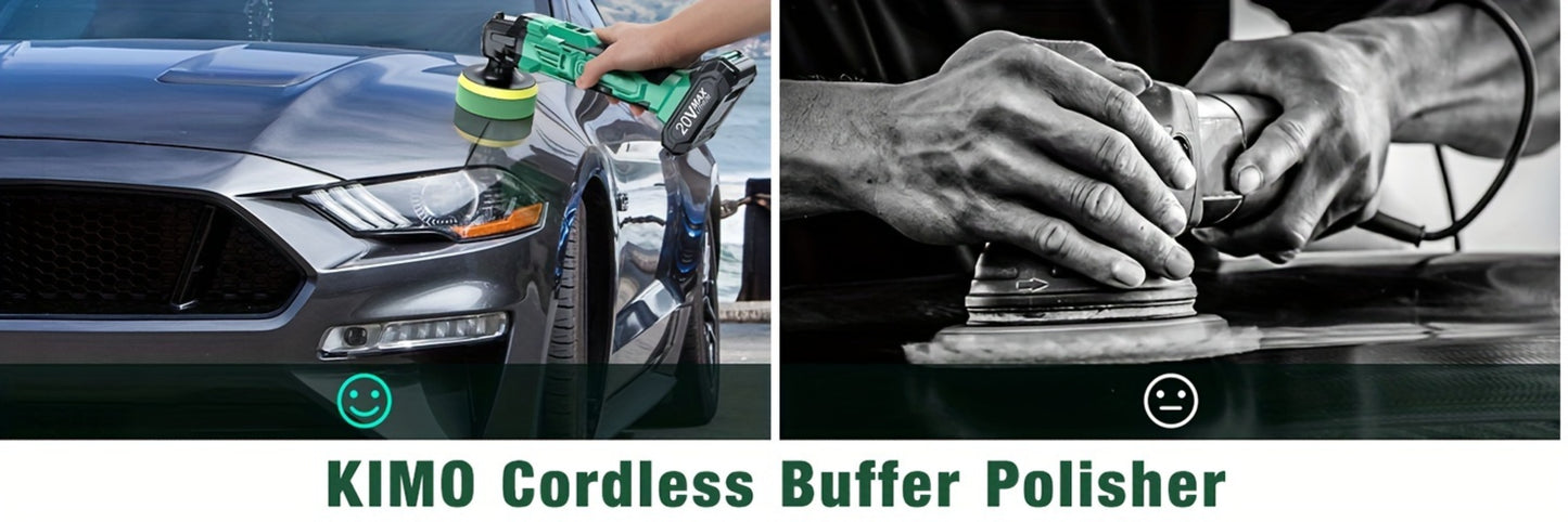 Cordless Buffer Polisher Kit 20V – 6-Speed 3634RPM Car Polisher with 24 Accessories & 2x2000mAh Batteries