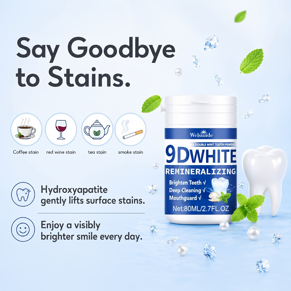 Hydroxyapatite Tooth Powder 2-Pack Remineralizing Fluoride-Free Deep Cleaning Whitening Mint Toothpowder for